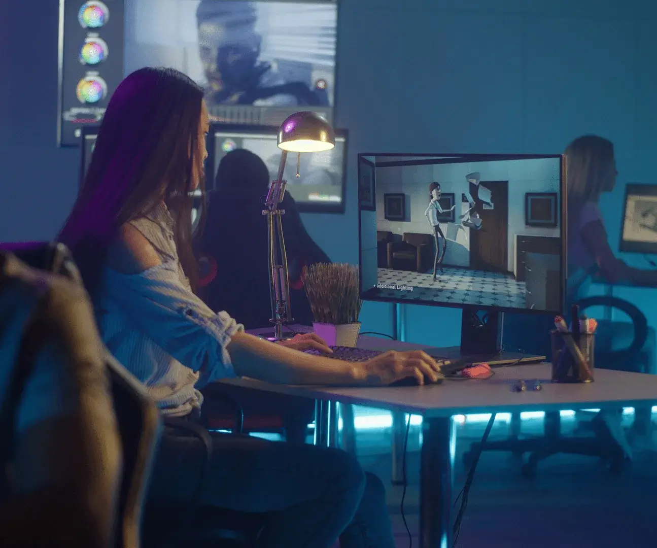 image of animator creating 3D character animation